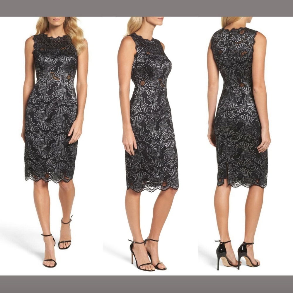 NEW $169 Adrianna Papell Two-Tone Lace Sheath‎ Dress [ SZ 2 ] #Q43